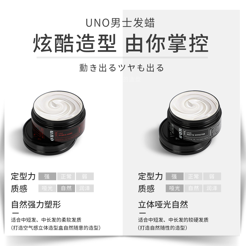 西选海外旗舰店日本资生堂uno发蜡男士发泥强力定型自然蓬松哑光造型清香发胶女1