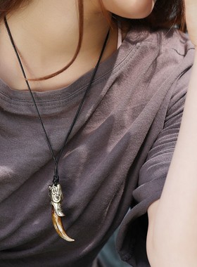 盗墓摸金符鬼吹灯摸金校尉笔记张起灵同款项链胡八一个性狼牙挂件