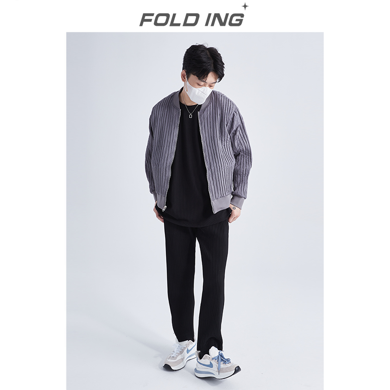 FOLDING日本宅一生HP003FC009褶皱短款棒球服男款冬季棉服外套