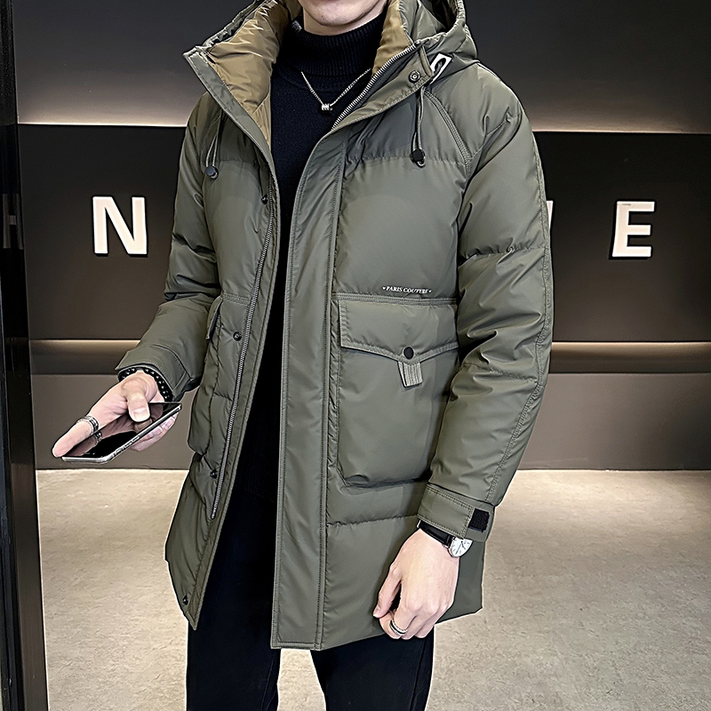 羽绒服男冬季外套2025新款潮牌中长款连帽高端帅气保暖加厚冬装男 - 图2