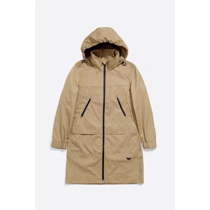 F6西班牙单外单25秋冬新款风衣经典连帽中长款女士外套实用百搭款