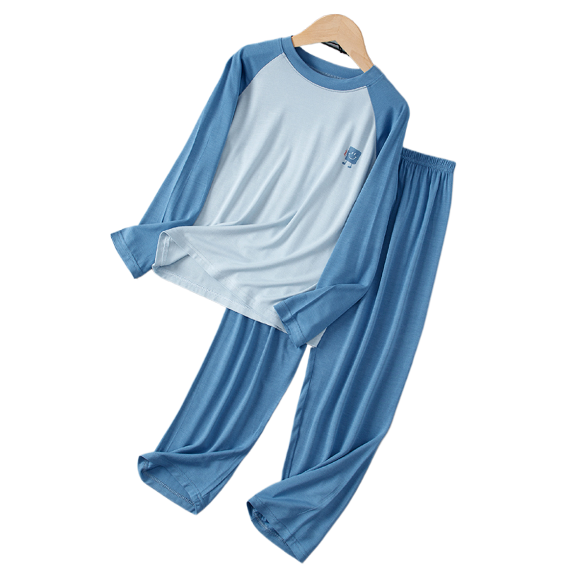 儿童莫代尔睡衣套装中大童夏季空调服男童长袖长裤小男孩家居服,淘宝优惠券,粉丝福利购,淘宝优惠卷