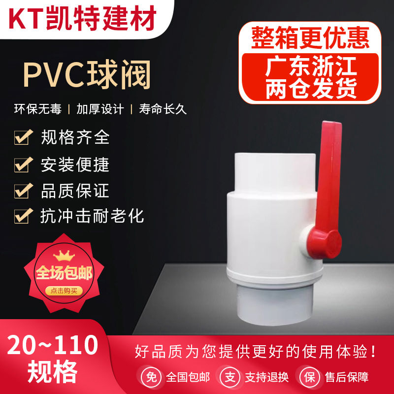 PVC水管球阀20 25 32 40 50 63 75 90塑料阀门 螺纹丝口管件开关 - 图0