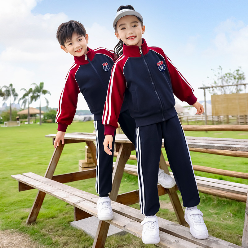 红色班服小学生校服春秋装三件套儿童运动会套装学院风幼儿园园服 - 图1