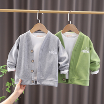 Childrens Pure Color Jacket Boy Spring Clothing V Collar Blouses Baby Spring Autumn Season Thin Clothes Girls Cardio-shirts Casual Tide