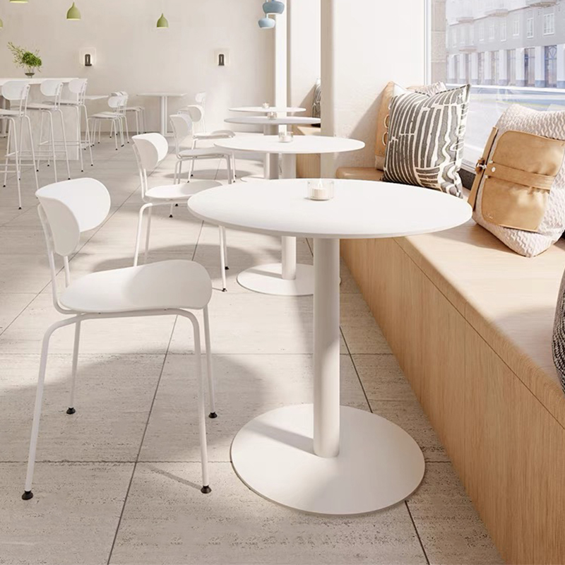 北欧简约工业风小圆桌商用奶茶店咖啡厅家用餐桌小户型岩板洽谈桌