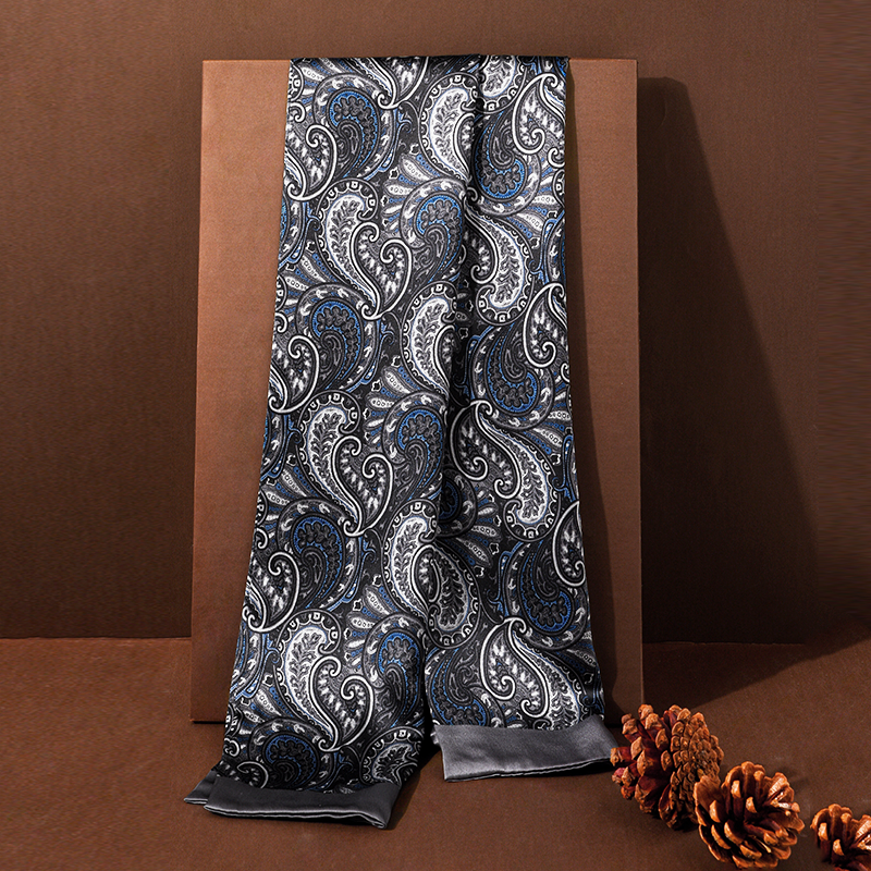 腰果男士真丝围巾2025新款老钱复古丝巾搭西装领巾高级感围脖护颈,淘宝优惠券,粉丝福利购,淘宝优惠卷