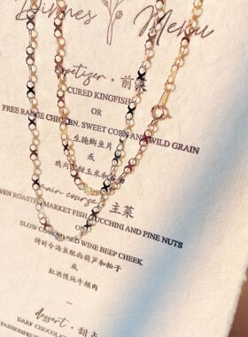 日韩百搭简约个性八字发财链锁骨链项链925银镀14K金项饰时尚潮流