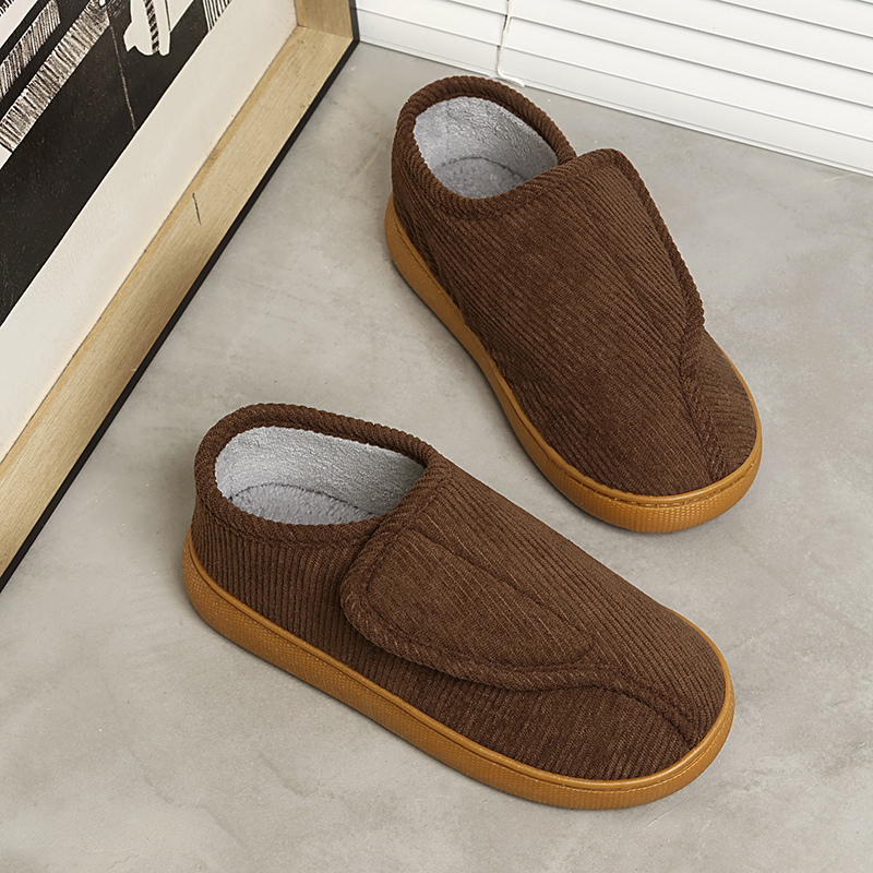 棉拖鞋包跟男女士防滑冬季保暖家居室内可外穿加绒毛厚底中老年人 - 图0