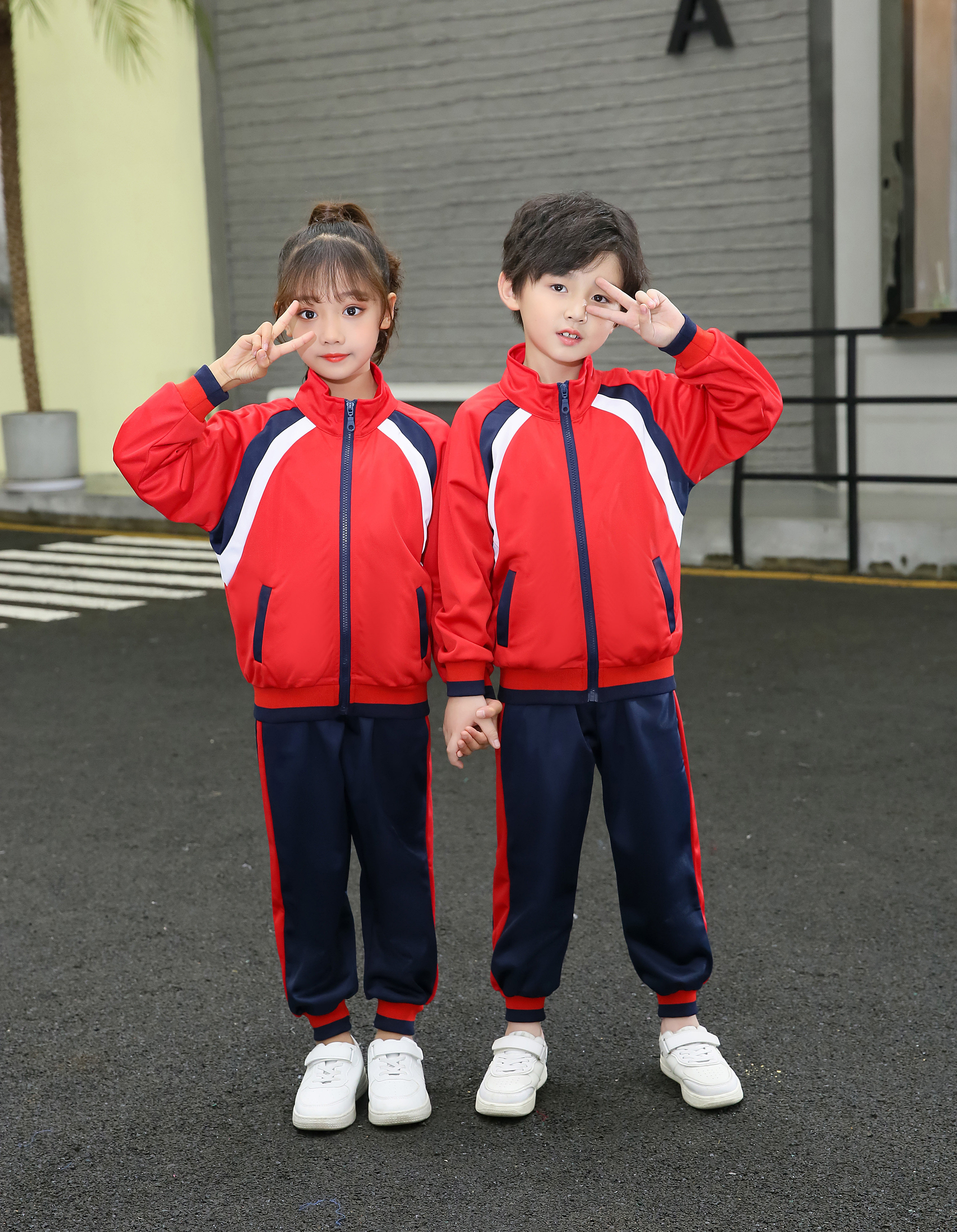 2022新款幼儿园园服小学生校服春夏撞色拼接套装团购定做厂家直销