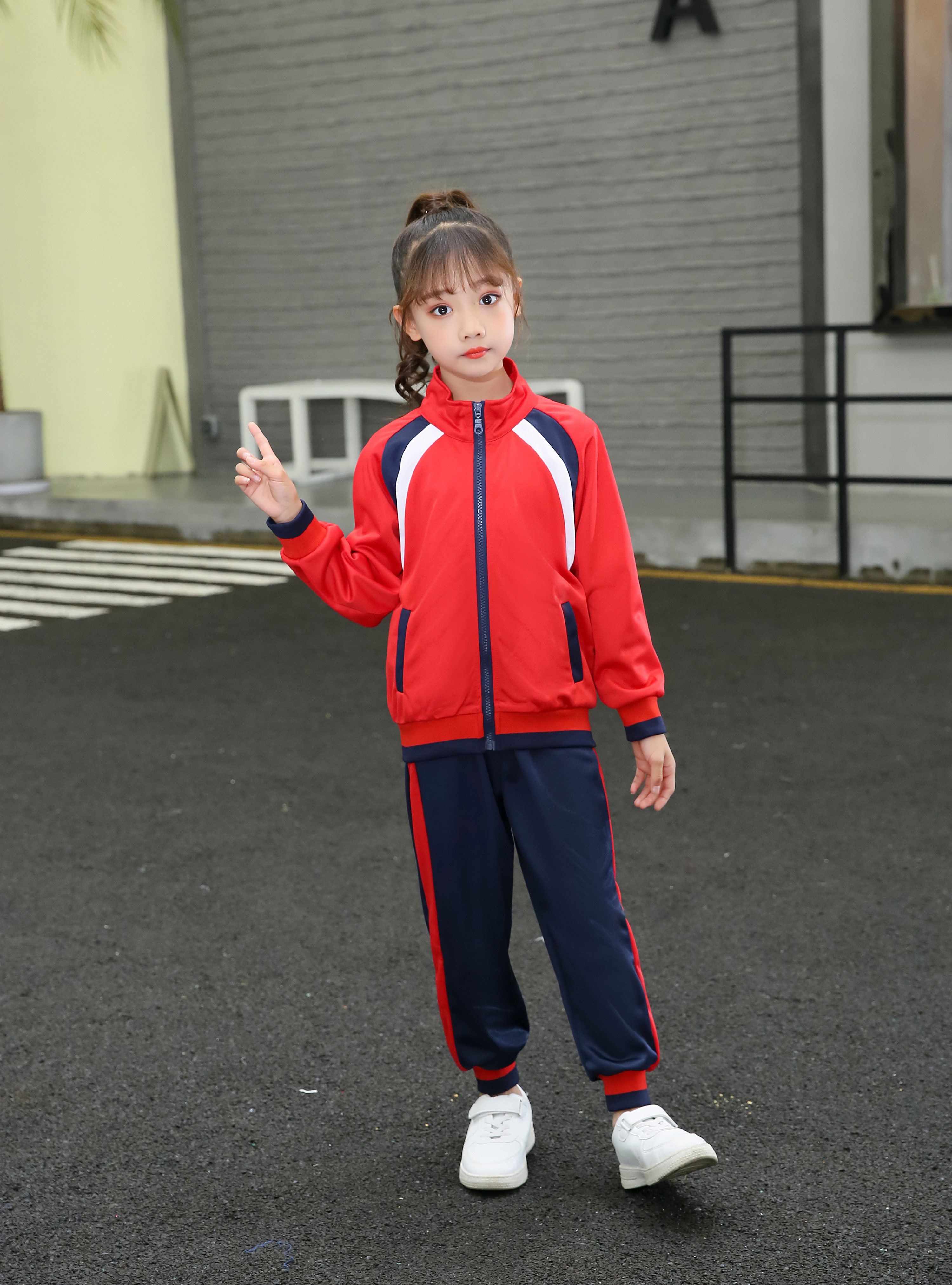 2022新款幼儿园园服小学生校服春夏撞色拼接套装团购定做厂家直销