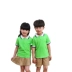 2019 mẫu giáo mới đồng phục sân vườn đồng phục học sinh mùa xuân và mùa hè màu tương phản khâu tay áo ngắn phù hợp với hiệu suất nhóm nhà máy quần áo - Đồng phục trường học / tùy chỉnh thực hiện bộ cotton đẹp cho trẻ mầm non Đồng phục trường học / tùy chỉnh thực hiện