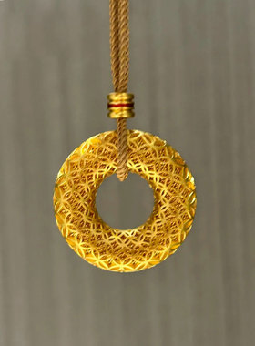 金店同款花丝古钱纹平安扣吊坠沙金久不掉色平安环项链新中式编绳