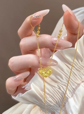 2025新款越南沙金空心镂空双鱼锦鲤平安如意项链锁包莲花吊坠