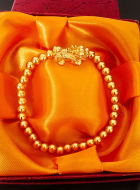 2025新款铜镀真金里外一色轻奢高级朱砂貔貅手链女满圈珠珠手串