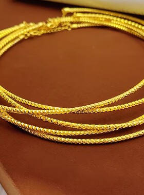 黄金色古法素面项圈仿沙金古风百搭复古配饰铜满天星锁骨链颈圈女