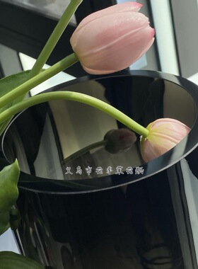HJM-原产丹麦烟灰色直筒花瓶家居高档酒店婚庆插花富贵竹装饰