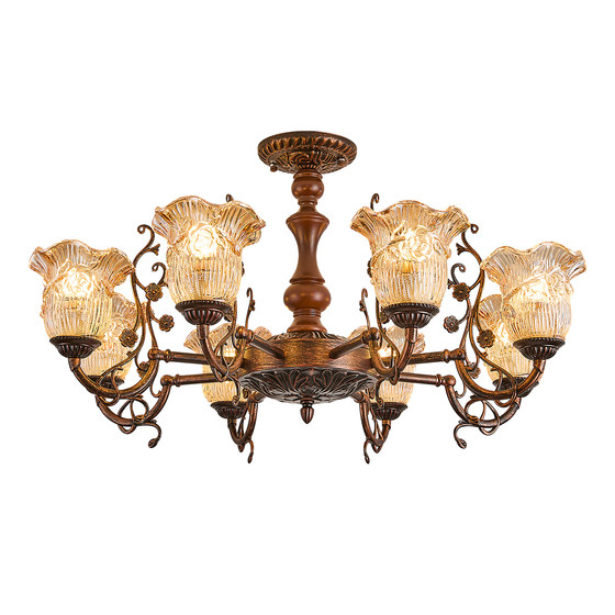 Solid wood retro style flower chandelier French medieval lamp