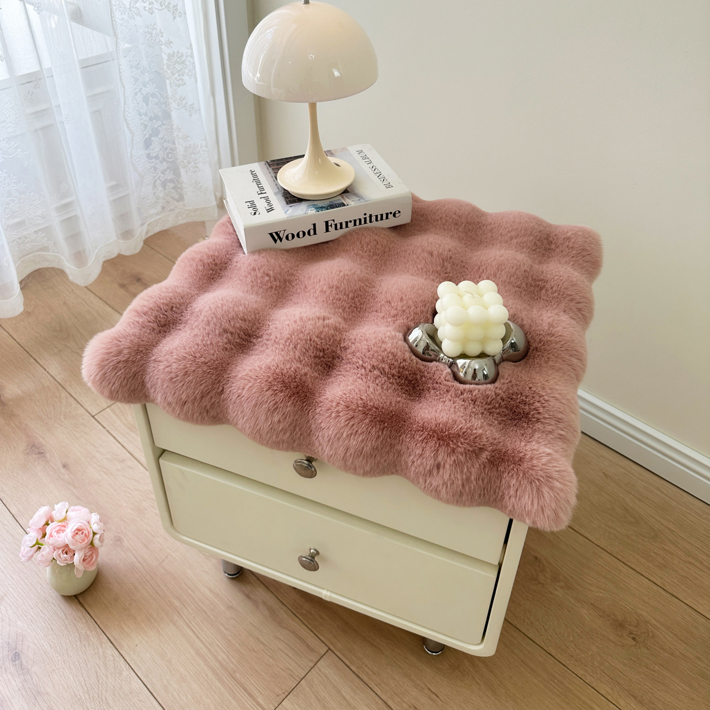 仿兔毛绒卧室床头柜垫子盖布餐桌椅垫书桌展台垫梳妆台电视柜毛毯,淘宝优惠券,粉丝福利购,淘宝优惠卷