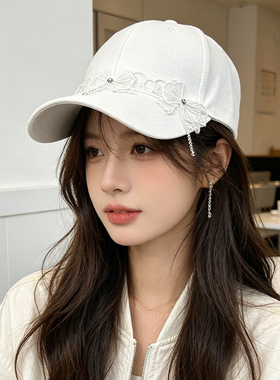 复古街头白色蕾丝宽檐棒球帽女