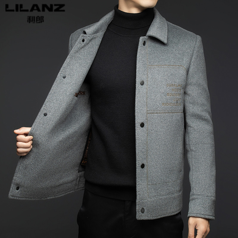 利郎男装短款毛呢大衣冬季新款男士保暖翻领羽绒内胆羊毛夹克外套,淘宝优惠券,粉丝福利购,淘宝优惠卷