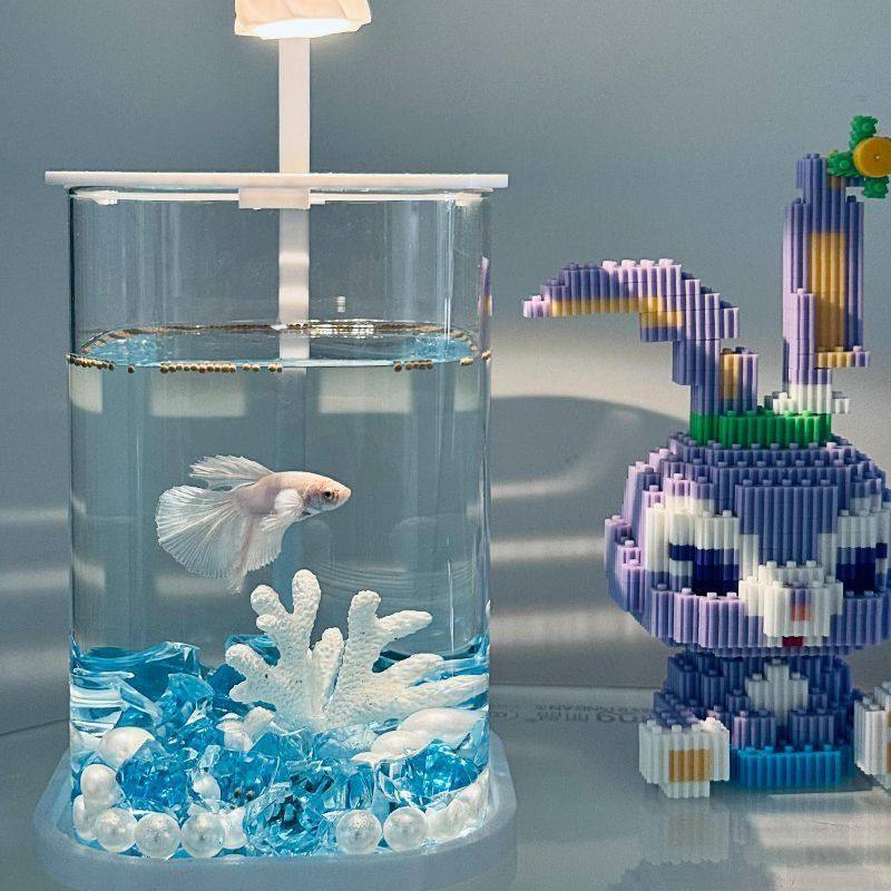 超白玻璃鱼缸冰晶石桌面创意缸生态斗鱼缸珍珠碎钻景观缸造景全套,淘宝优惠券,粉丝福利购,淘宝优惠卷