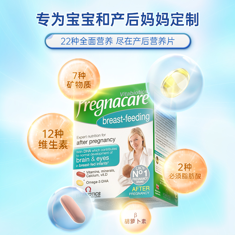 英国进口 Vitabiotics 薇塔贝尔 Pregnacare 哺乳期复合维生素鱼油（营养补充片56粒+鱼油胶囊28粒）天猫优惠券折后￥128包邮包税