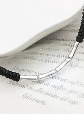 竹节原创项链蜡绳轻奢编织女纯银