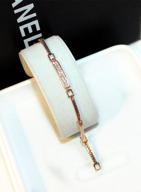 包邮夏新款韩国手链欧美饰品潮流时尚简约满钻气质金色手镯手饰女