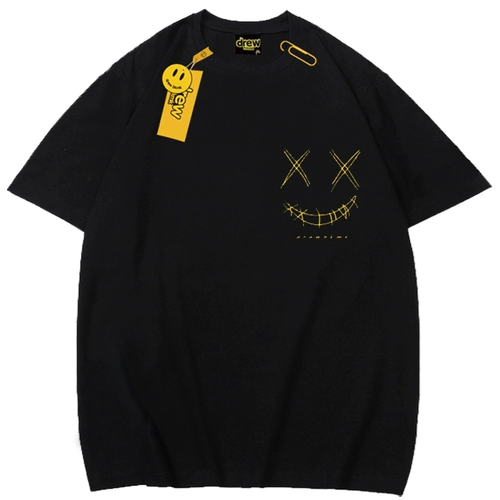 Drew Smile Smile Short -sleed t -Fork House House High Street 2022 Летняя европейская и американская прилив Джастин Бибер.