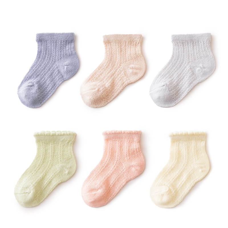新生婴儿袜子夏季超薄款网眼纯棉白色男女童夏天透气0-3月6宝宝袜 - 图3