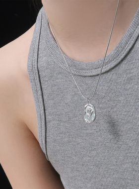 岚屿郁金香不规则方牌花朵项链