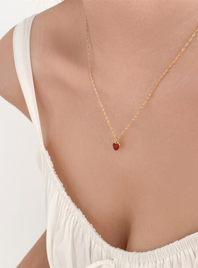 岚屿复古迷你小爱心锁骨链