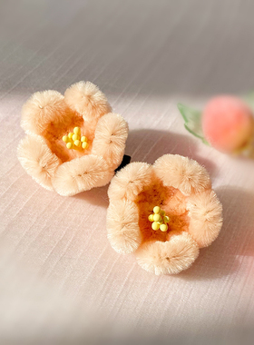 仿绒花发饰套装古风汉服甜美