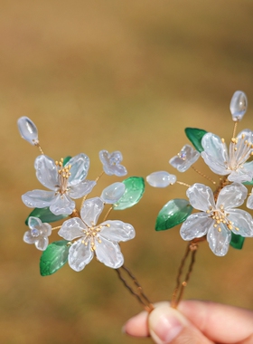 醉流年梨花白古风后脑勺点缀发钗