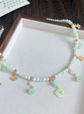 醉流年清荷夏日小清新荷叶莲蓬仙多层古风项链明制坦领少女软璎珞