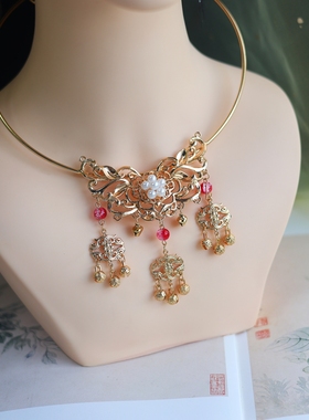 金银双色平安锁项圈明制宋制项链