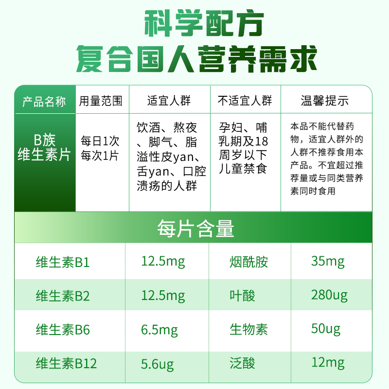 成分说B族维生素30粒复合维生素多种vb营养B6叶酸B12补8种维生素B-图0