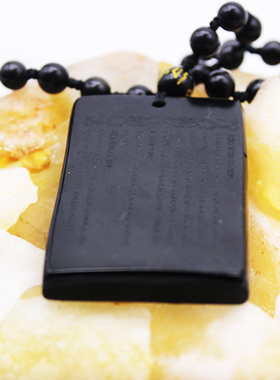 黑曜石祝福中式随身佩戴雕刻梵文