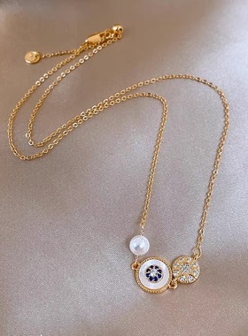 贝壳微镶珍珠项链女小众锁骨链