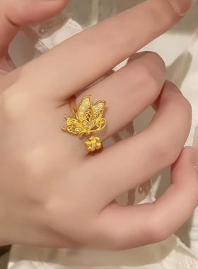 新中式高级感精致镂空蝴蝶戒指