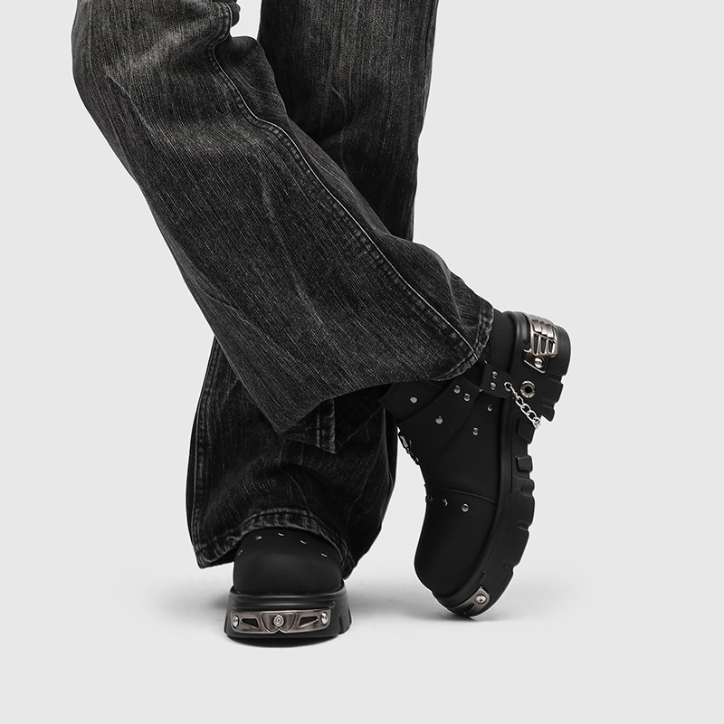Subculture Martin boots men's thick-soled heightening short boots cos personality punk style work boots high-end Chelsea boots