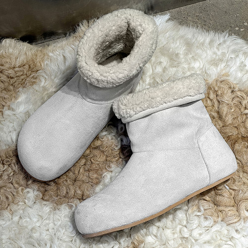 小土豆雪地靴男女户外休闲加绒加厚马丁靴保暖情侣款防寒套筒棉鞋 - 图0