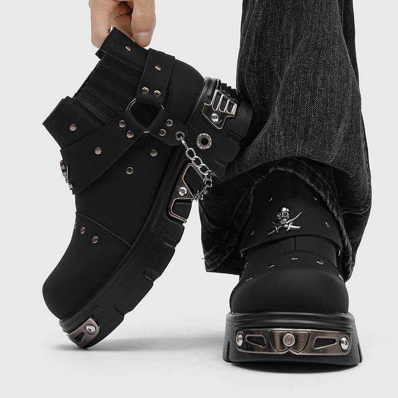 Subculture Martin boots men's thick-soled heightening short boots cos personality punk style work boots high-end Chelsea boots