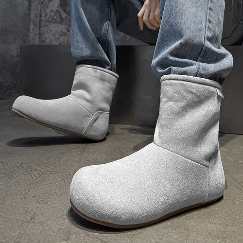 小土豆雪地靴男女户外休闲加绒加厚马丁靴保暖情侣款防寒套筒棉鞋 - 图1