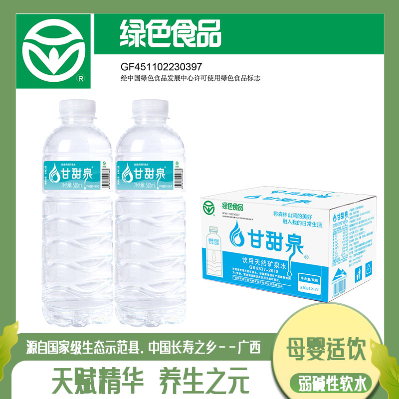 广西 甘甜天然地热矿泉水1件箱装510ml*24瓶户外饮用 健康回甘 - 图2