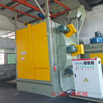 Hook type shot blasting machine Foshan shot blasting cleaning machine producer Aluminum alloy hanger paint removal treatment machinery blasting ຊາຍ