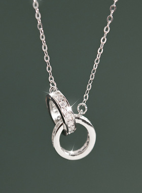 双环项链2022年新款女潮轻奢小众设计感圆环锁骨链环环相扣劲链