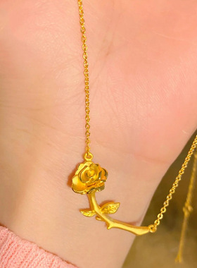 925纯银玫瑰花项链轻奢小众设计