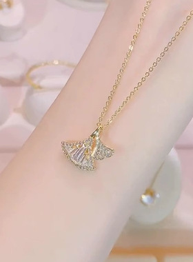 银杏叶项链女秋天落叶颈链